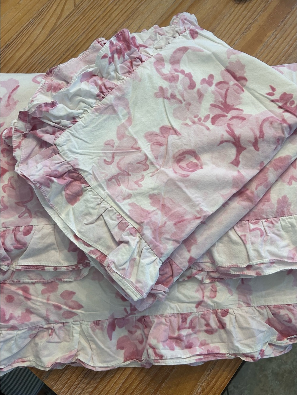 LoveShackFancy Pink Floral Ruffle Duvet Cover & Shams